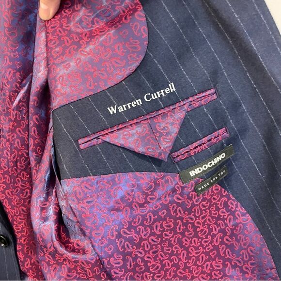 Men's Navy Pinstripe Blazer - Picture 6 of 13